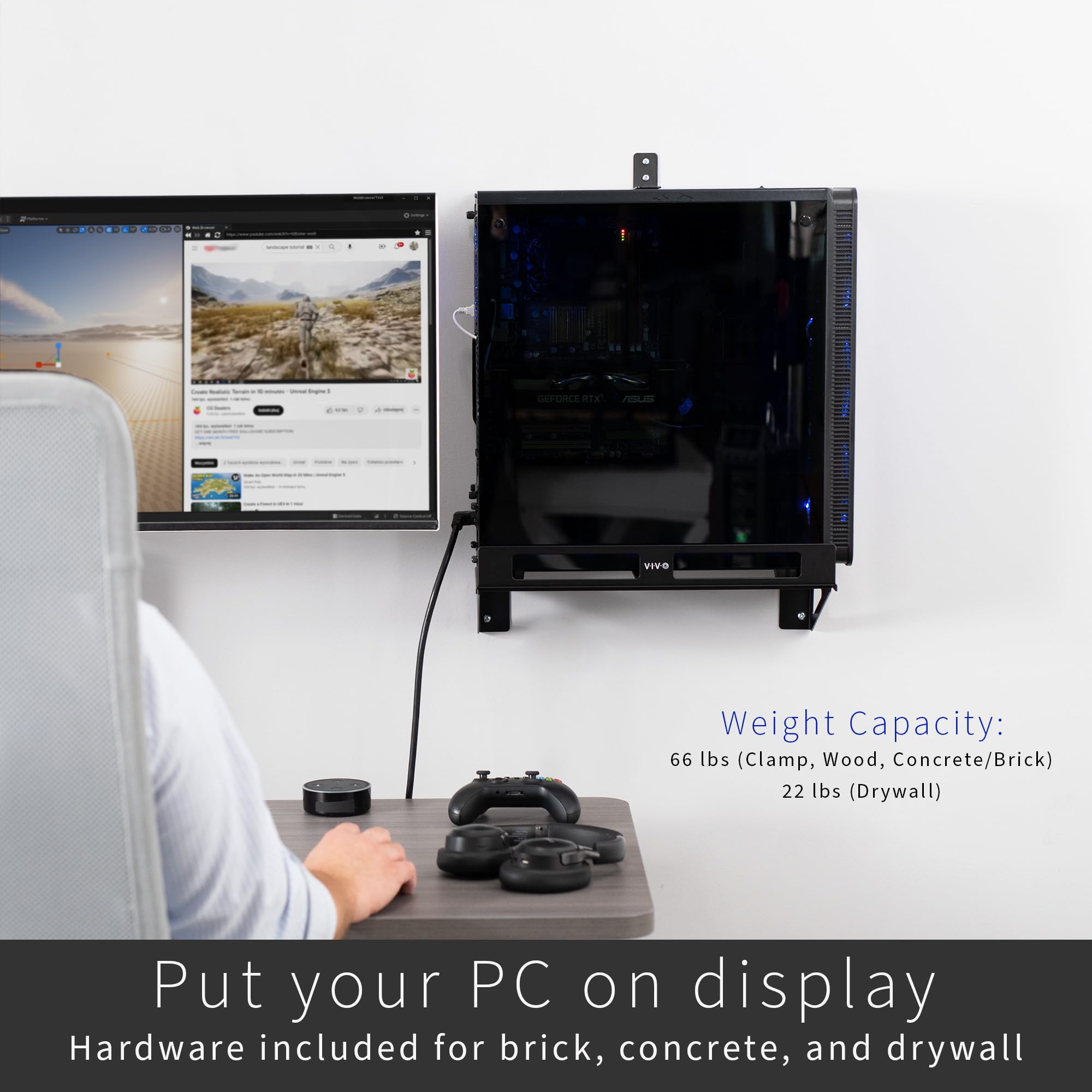 Amazon.co.jp: VIVO Mount PC07G Clamp On Adjustable Deskside Gaming